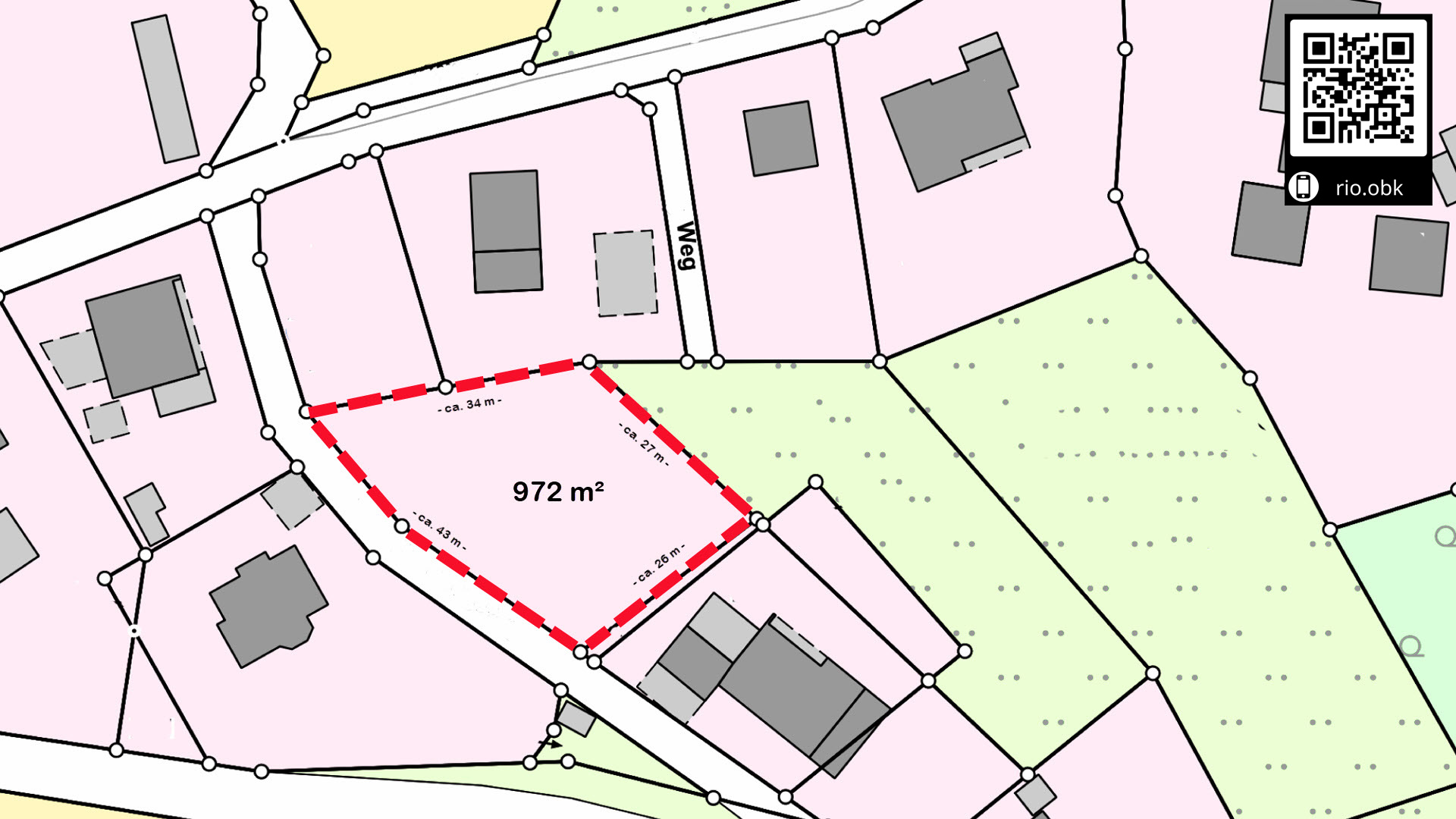 Morsbach-Flockenberg: 972 m² Baugrundstück, Lageplan